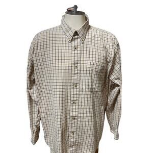 Red Head Yellow/White  Plaid Long Sleeve Button Down Men's Shirt Size XL